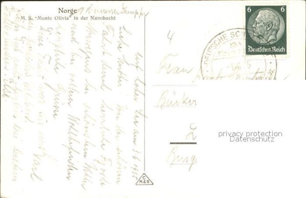 Dampfer Oceanliner M.S. Monte Olivia Naerobucht Norge – Bild 2