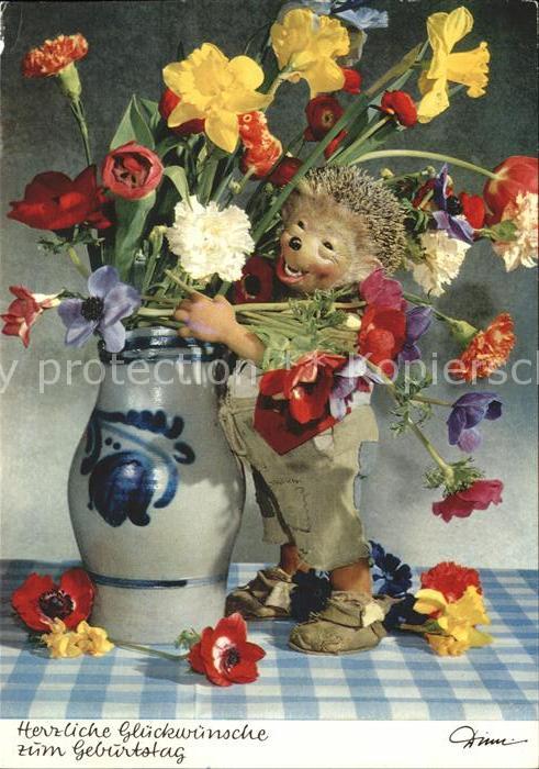 Mecki Nr. 334 Glückwunsch Geburtstag Blumen Vase