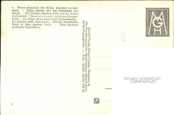 Militaria Liederkarte Tapfere kleine Soldatenfrau – Bild 2
