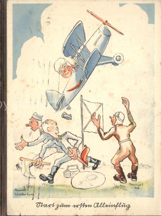 Flugzeuge Zivil Alleinflug Pilot Humor Künstlerkarte Tr