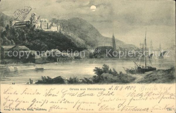Heidelberg Neckar Neckarpartie mit Schloss