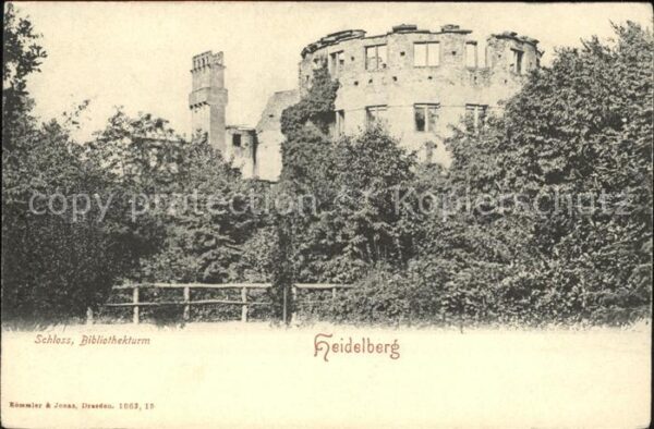 Heidelberg Neckar Schloss mit Bibliothekturm