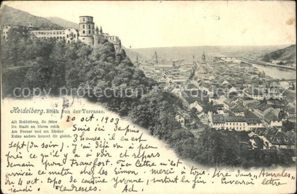 Heidelberg Neckar Stadtblick mit Schloss