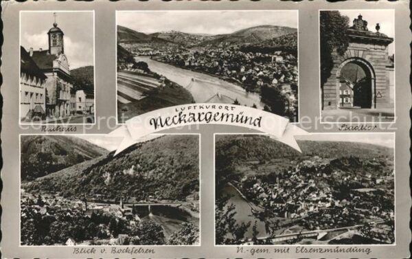 Neckargemuend Rathaus Panorama Stadttor vom Bockfelse