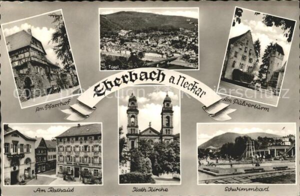 Eberbach Baden Total Pfarrhof Pulverturm Rathaus Kath