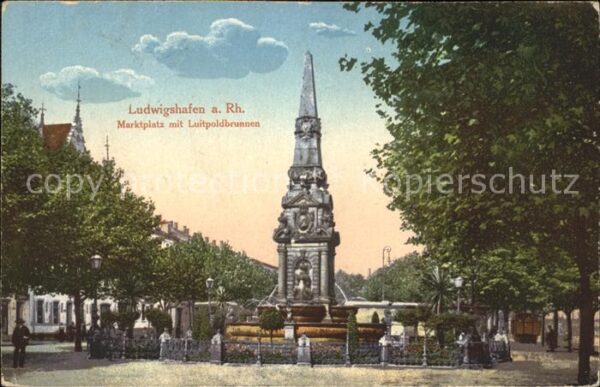Ludwigshafen Rhein Marktplatz mit Luitpoldbrunnen
