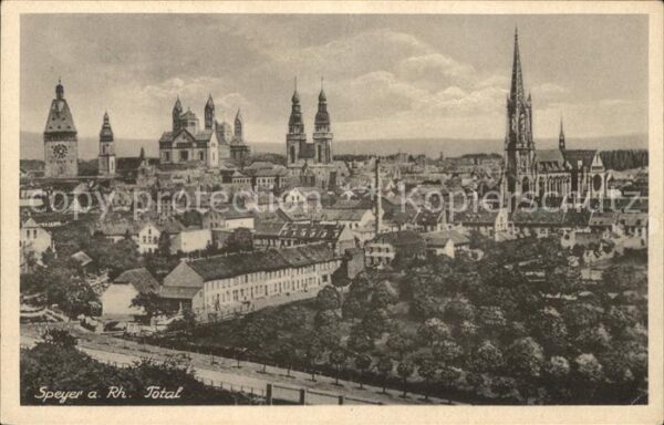 Speyer Rhein Totalansicht Dom Kirchen
