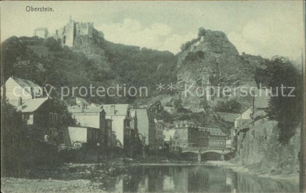 Oberstein Nahe Ortsblick mit Schloss