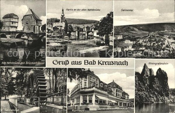 Bad Kreuznach Alte Nahebrücke mit Brückenhäuser Salin