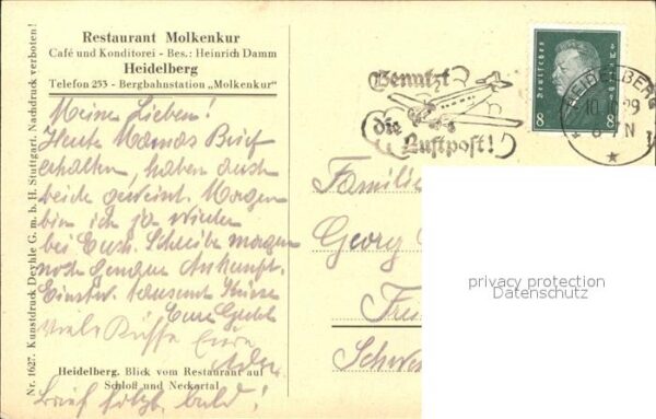 Heidelberg Neckar Restaurant Molkenkur Speisesaal – Bild 2