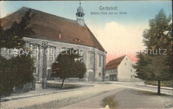 Gerbstedt Schiller Platz mit ev Kirche