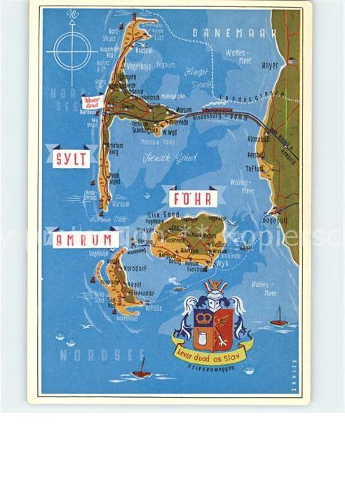 Insel Sylt Übersichtskarte Insel Föhr Amrum Sylt W