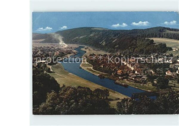 Bodenwerder Panorama Blick vom Eckberg Weser Brücke