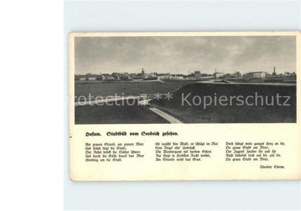 Husum Nordfriesland Stadtbild vom Seedeich gesehen Gedicht