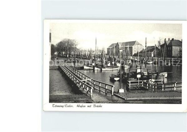 Toenning Nordseebad Hafen mit Brücke Fischerboot