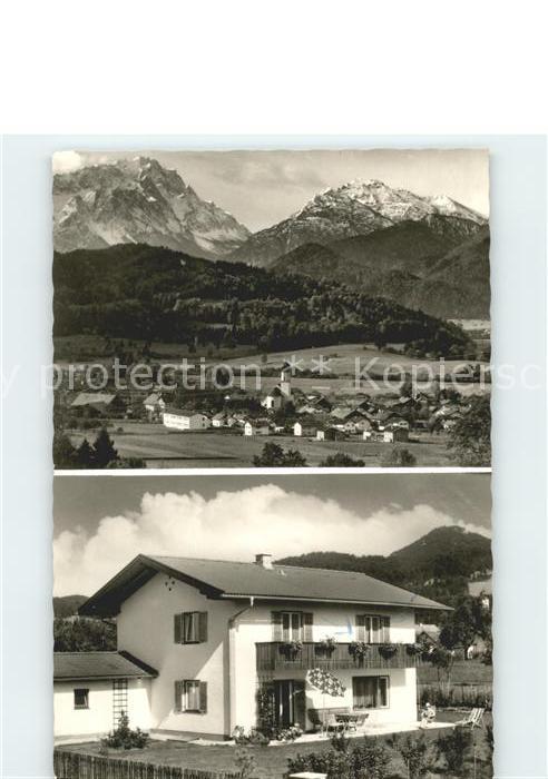 Ohlstadt Panorama mit Zugspitze und Kramer Haus