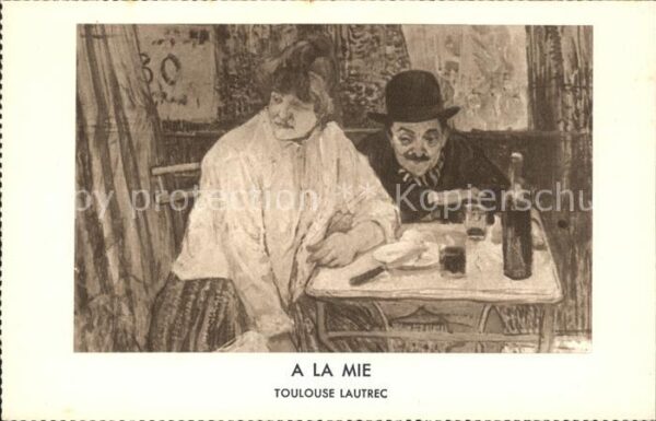 Kuenstlerkarte Toulouse Lautrec A la mie Wein Abendess