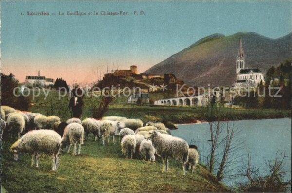 Schafe Hirte Lourdes Basilique Chateau-Fort