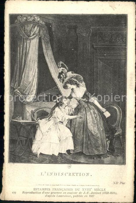 Kuenstlerkarte Alte Kuenstler L'Indiscretion J.-F.Janinet ND-Phot. Nr