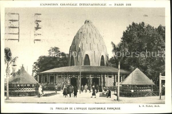 Exposition Coloniale Internationale Pari Pavillon de l'Afrique Equatoriale Franc
