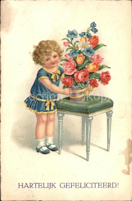 Kinder Child Enfants Blumen Rosen Tulpen Glückwunsch
