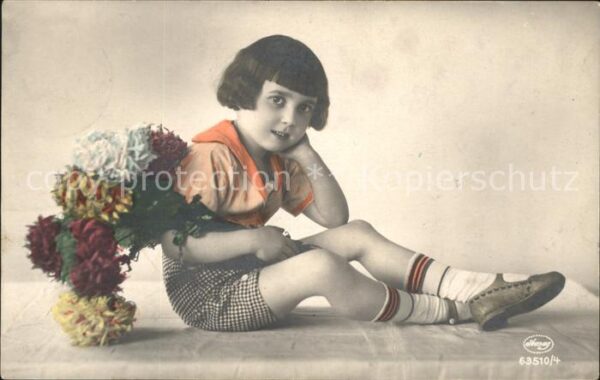 Foto Amag Nr. 63510/4 Kind Blumen
