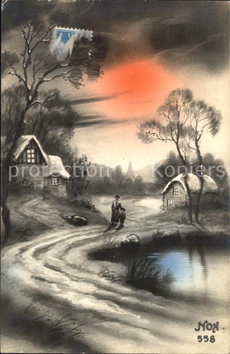 Verlag NOX Nr. 558 Sonnenuntergang Bäume Spaziergang