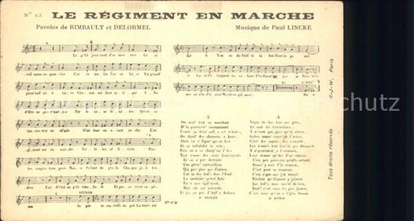 Liederkarte Le Regiment en Marche