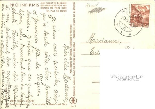 Kuenstlerkarte Walter Bugnon Bauerhaus im Jura Nr. 5 P – Bild 2