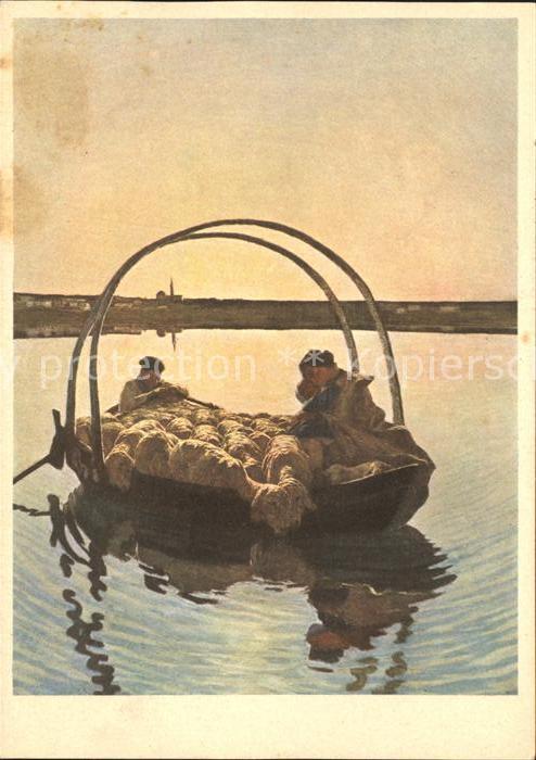 Segantini Giovanni Ave Maria Schafe Boot Kartenspende Kreb