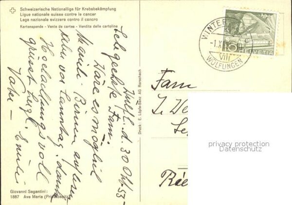 Segantini Giovanni Ave Maria Schafe Boot Kartenspende Kreb – Bild 2