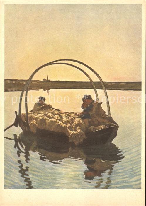 Segantini Giovanni Ave Maria Schafe Boot Spendenkarte Kreb
