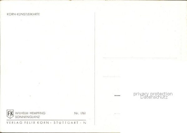 Kuenstlerkarte Wilhelm Hempfing Sonnenglanz Nr. 1761 F – Bild 2