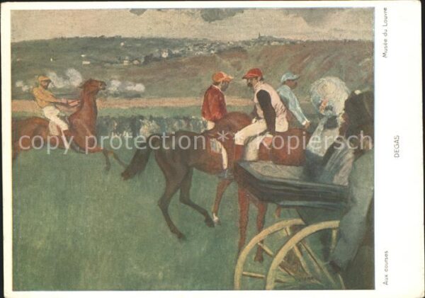 Kuenstlerkarte Degas Aux courses Pferderennen