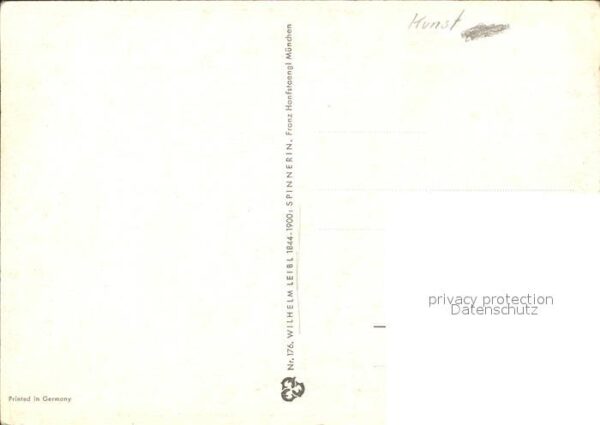 Kuenstlerkarte Wilhelm Leibl Spinnerin Nr. 176 Spinnra – Bild 2