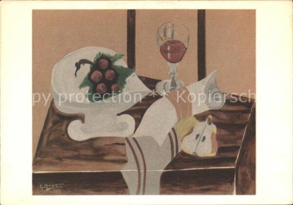 Kuenstlerkarte Braque Nature morte Nr. 67 Trauben Birn