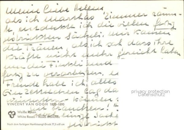 Van Gogh Vincent Weisse Rosen Hanfstaengl Verlag Nr. 39 – Bild 2