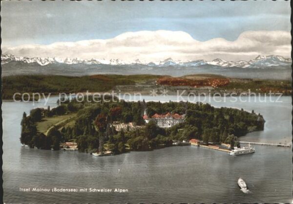 Insel Mainau Fliegeraufnahme Bodensee Alpen