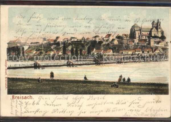 Breisach Rhein Rheinbrücke Künstlerkarte