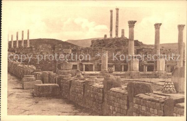 Timgad Ruines Romaines Colonnes du Promaos du