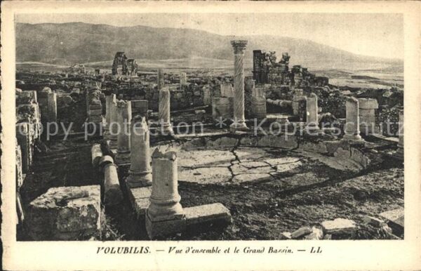 Volubilis Vue d_ensemble Grand Bassin Ruines roma