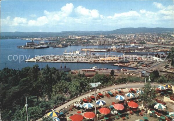 Oslo Norwegen View of the Harbour from Ekeberg Restau