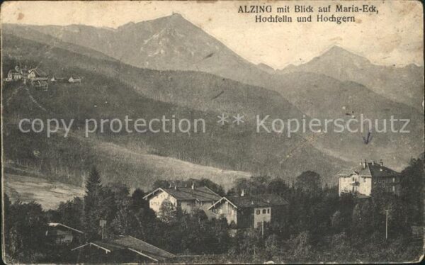 Alzing Traunstein mit Blick auf Maria Eck Hochfelln Hochg