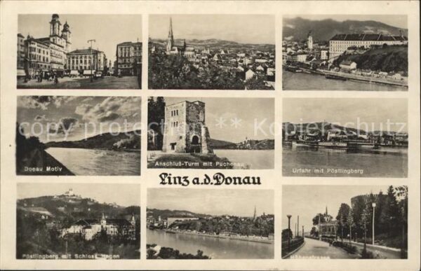 Linz Donau Totalansicht Donaupartie Anschluss Turm