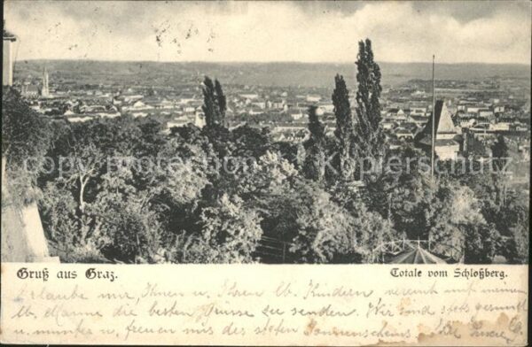 Graz Steiermark Totale vom Schlossberg