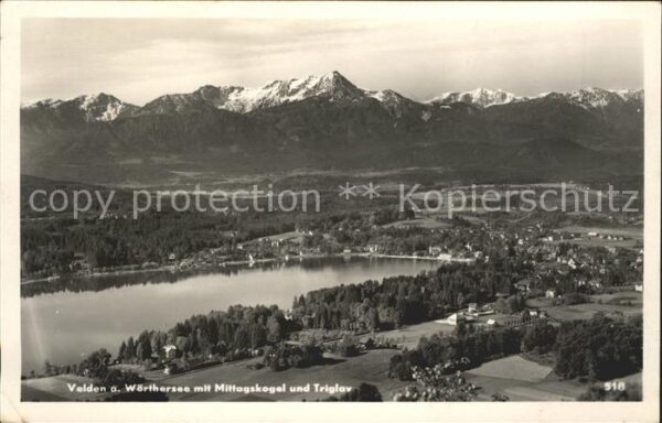 Velden Woerthersee mit Mittagskogel und Triglav