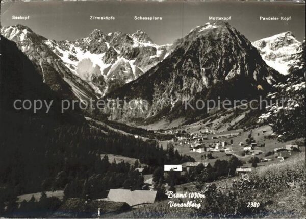 Brand Vorarlberg mit Seekopf Zirmaköpfe Schesaplana Mott