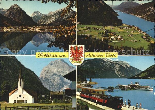 Pertisau Achensee mit Achensee Kapelle Schiffsanlegestell