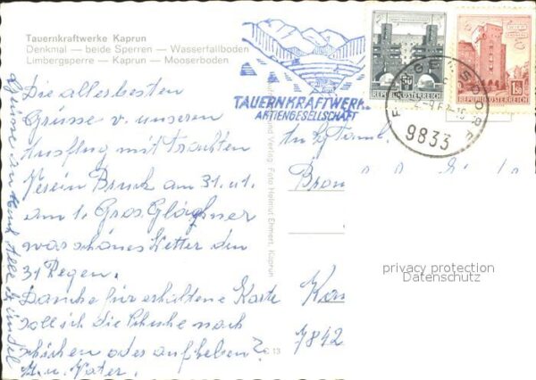 Kaprun Tauernkraftwerke Denkmal Wasserfallbode – Bild 2