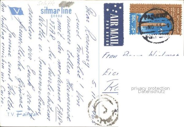 Faehre Ferry Bac Traghetto-- T.V. Fairstar Sitmar Line Genoa – Bild 2